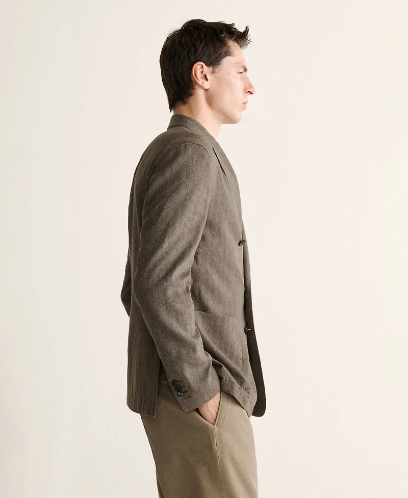 Mango Men's Slim-Fit Linen-Blend Double-Breasted Blazer