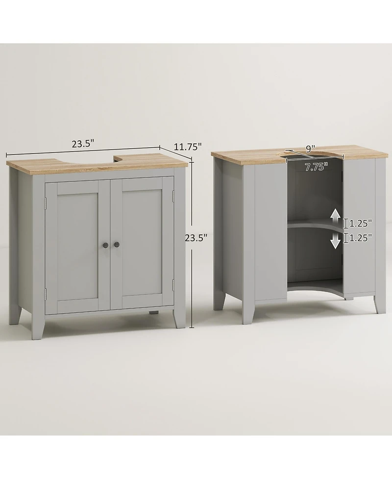 Busdays Bathroom Vanity Pedestal Sink Cabinet with U Shaped Cut Out and Adjustable Shelf