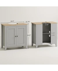 Busdays Bathroom Vanity Pedestal Sink Cabinet with U Shaped Cut Out and Adjustable Shelf