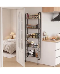 homfan Slim Space-Saving 5-Tier Bathroom Shelf - Tall Narrow Freestanding Storage Rack with Anti-Slip Base - for Behind Door, Kitchen, Laundry Room