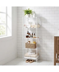 homfan 5 Tier Bathroom Shelf, 55 Inch Metal Bathroom Storage Cabinet with Adjustable Shelves for Small Spaces