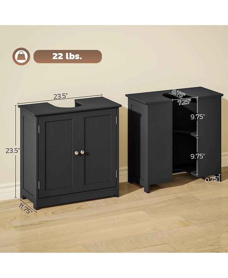 Busdays Pedestal Sink Storage Cabinet Bathroom Sink Cabinet with U Shape Cut Out and Adjustable Shelf