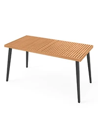 Sugift 63 Inches Outdoor Indoor Dining Table with 1.97 Inches Umbrella Hole and Metal Legs