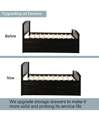 Boyel Living Twin Platform Bed with 6 Drawers, Solid Pinewood Storage Frame, for Kids and Teens
