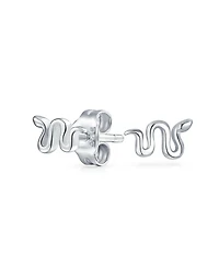 Bling Jewelry Garden Crawler Reptile Snake Pendant Necklace and Stud Earring Jewelry Set .925 Sterling Silver