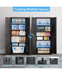 Boyel Living 71 Inch Metal Storage Cabinet with Lock and Pegboard, Tall Garage Organizer with 5 Adjustable Shelves