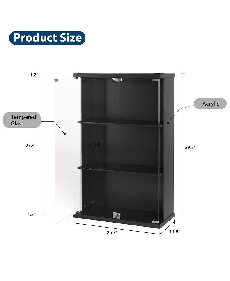 Vlsrka Rgb Display Cabinet with Glass Doors