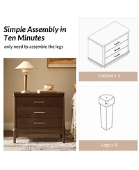 Hulala Home Rosalie Transitional 26"Tall 3-Drawer End Table with Built-in Charging Station