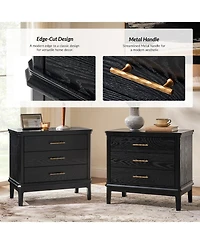 Hulala Home Rosalie Transitional 26"Tall 3-Drawer End Table with Built-in Charging Station