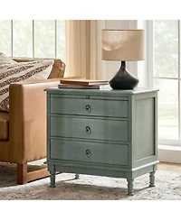 Hulala Home Kasandra Traditional 3-Drawer Curved End Table with Pull-out Shelf