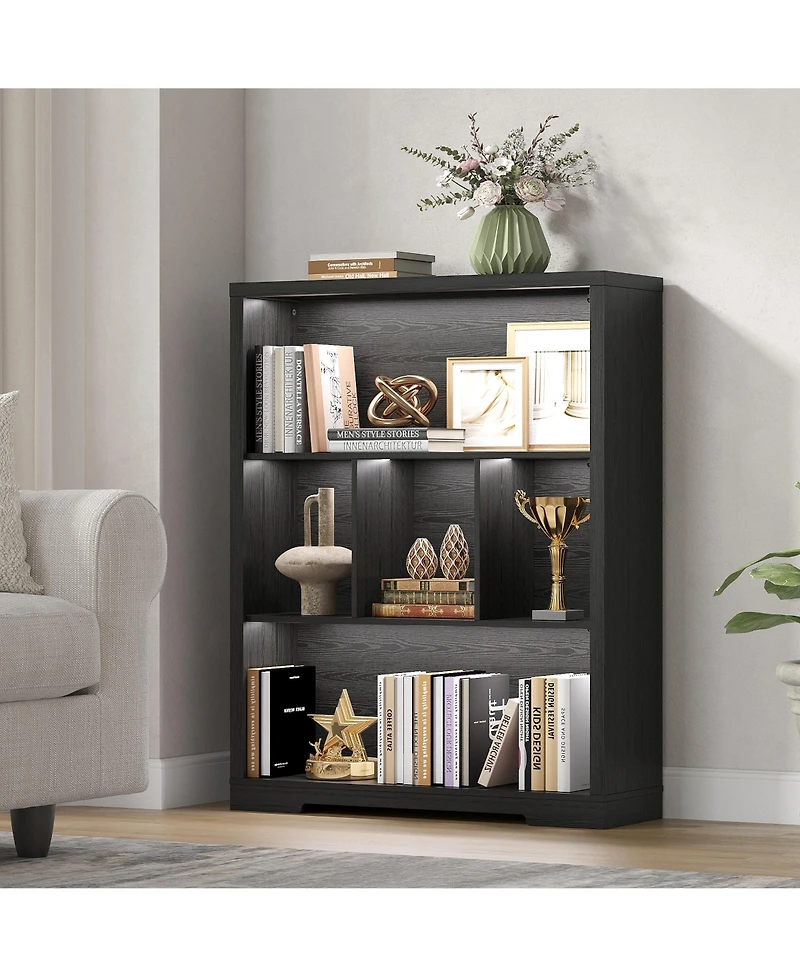 Vlsrka 31.5 Inch Wide Cube Bookcase with Tri-Color Sensor Light