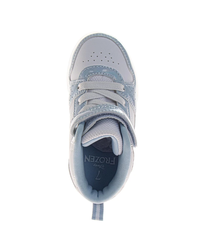 Disney Little Girls Frozen Anna and Elsa Light-Up High-Top Sneakers with Hook Loop Closure