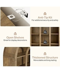 Tribesigns Set of 2 71 Inch Tall Bookshelf, 5-Tier Arched Bookcase with Open Shelves, Vintage Free-Standing Display Shelves