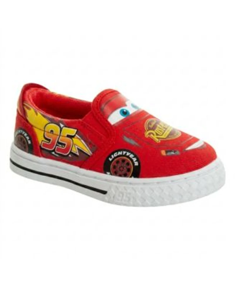 Disney Pixar Cars Lightning Mcqueen Boys Canvas Sneakers Casual Comfortable Slip On Shoes Toddler Sizes 7 10 Little Kid Sizes 11 12