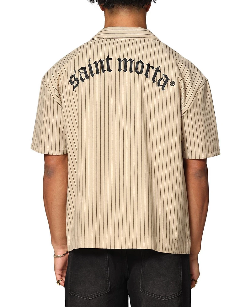 Saint Morta Men's Gothic Pinstripe Button Up Shirt