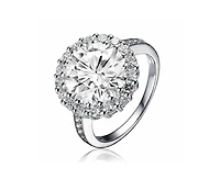 Genevive Brilliant White Gold Plated Round Cz Halo Pave Statement Ring