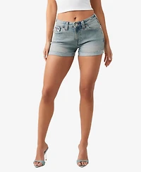True Religion Women's Jennie Skinny Mid-Rise Flap Shorts