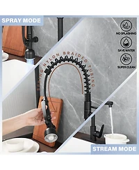 Phying Kitchen Sink Faucet with Led Pull Down Sprayer, Commercial Single Handle High Arc Kitchen Faucet