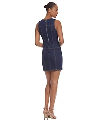Donna Morgan Women's Crewneck Denim Mini Dress