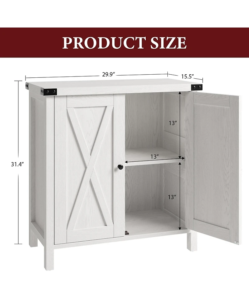 homfan Farmhouse Entryway Storage Cabinet Set, 2 Piece Sideboard Buffet with Adjustable Shelves and 2 Doors, Console for Living Room, Dining Room