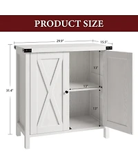 homfan Farmhouse Entryway Storage Cabinet Set, 2 Piece Sideboard Buffet with Adjustable Shelves and 2 Doors, Console for Living Room, Dining Room