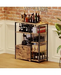 homfan Multifunctional 5-Tier Freestanding Bookshelf Modern Metal Frame, Storage Drawers, Particle Board Shelves
