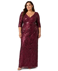 Adrianna Papell Plus V-Neck Column Gown