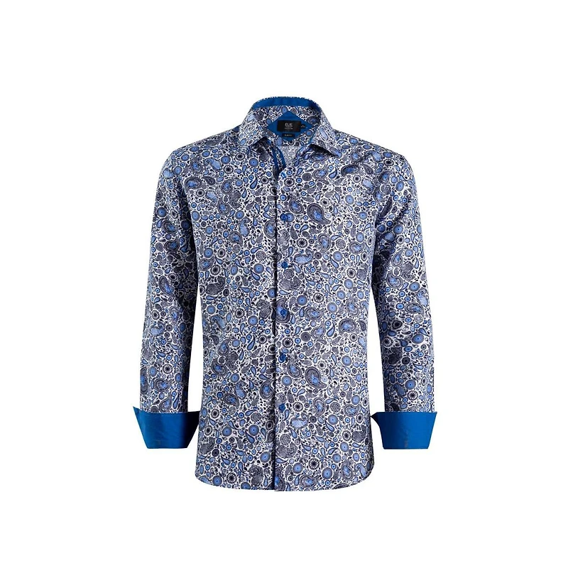 Elie Balleh Men's Slim Fit Modern Paisley Print Button-Down Shirt