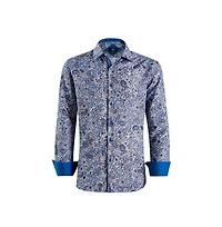 Elie Balleh Men's Slim Fit Modern Paisley Print Button-Down Shirt