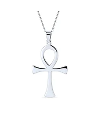 Bling Jewelry Spiritual Ankh Cross Pendant Necklace Large Egyptian Key to Life .925 Sterling Silver
