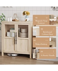 homfan Farmhouse Glass Door Sideboard Cabinet, Heavy Duty Engineered Wood Storage Buffet for Dining Room Living