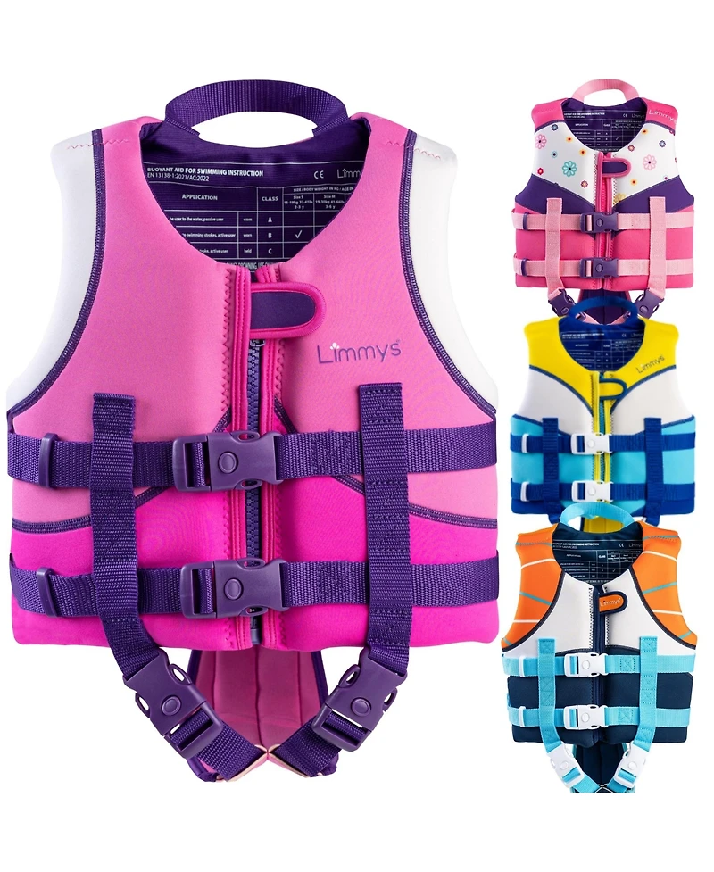 Limmys Swim Vest for Toddlers and Kids - Ce-Certified Foam Panel Swimming Aid, Award-Winning Design, Ykk Zip, Soft Neoprene Comfort