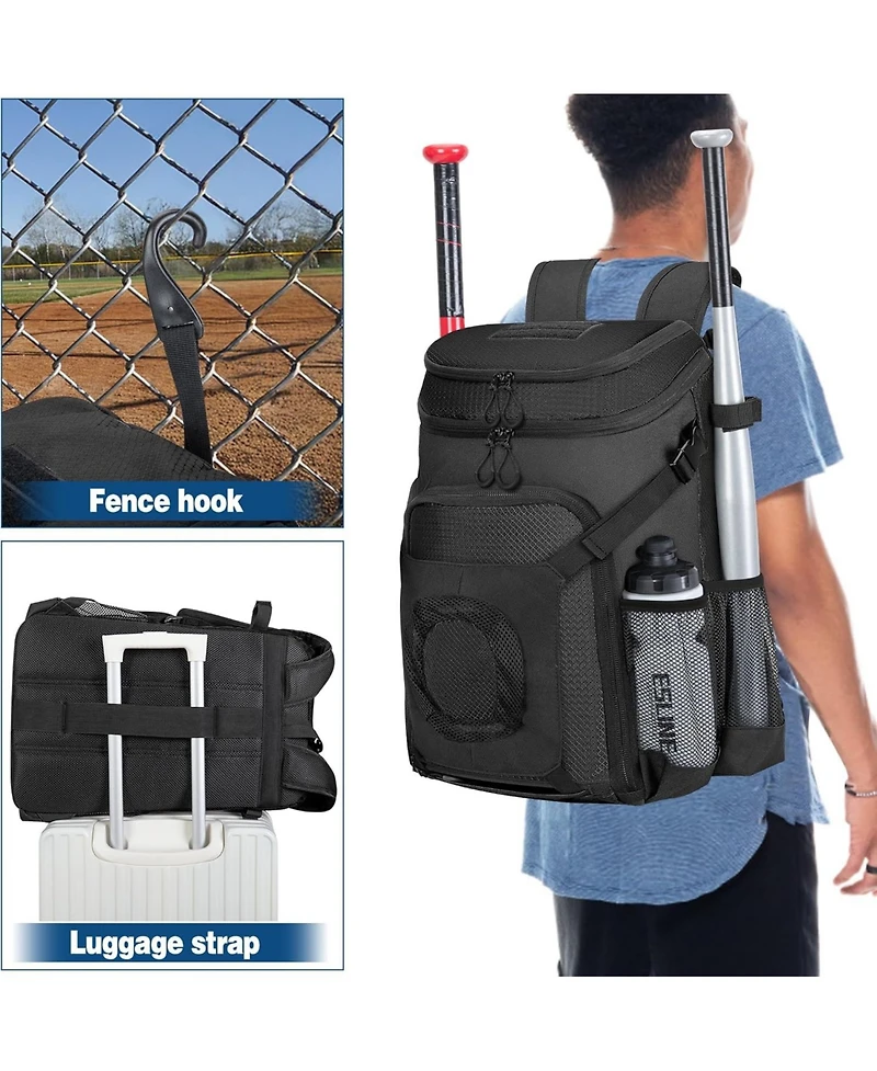 Furlihong Baseball Bag for Adult and Youth – Backpack Softball with Helmet Holder, Shoe Compartment Fence Hook