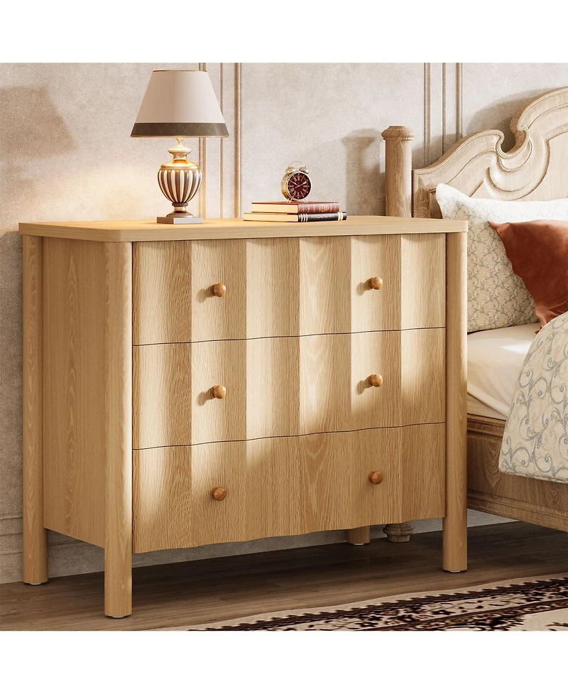 Slickblue Modern Bedside Nightstand with 3 Drawers