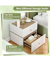 Slickblue 2 Drawer Modern Nightstand with Storage for Bedroom and Living Room