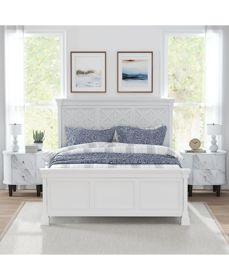 Slickblue 2 Drawer Nightstand Modern Faux Marble Bedside Table