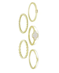 Adornia 14k Gold-Plated Clover Ring 5-Piece Set