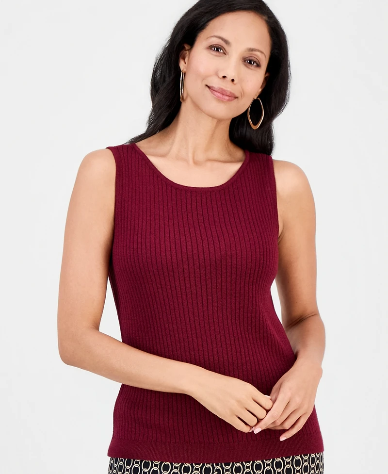 Jm Collection Women's Crewneck Pointelle Sweater Tank Top, Macy's Exclusive