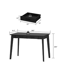 Homsee 39-Inch Writing Desk with 2 Slim Drawers - Office Rubber Wood Legs | Modern Mdf Study Table Easy Assembly