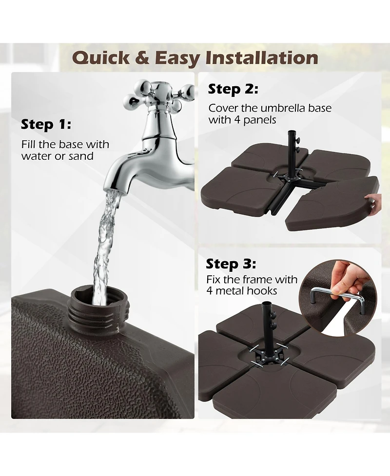 Sugift 20 in Water Filled Patio Umbrella Base Plate for Offset Umbrellas