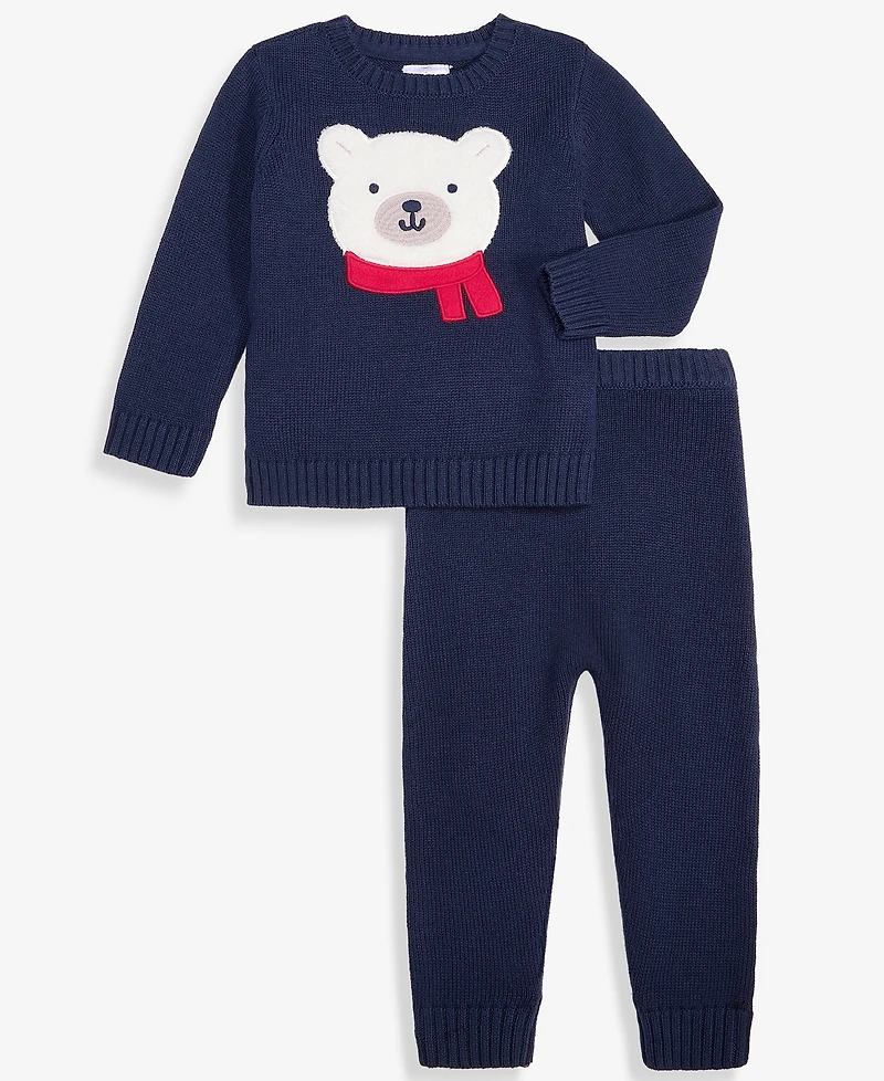 First Impressions Baby Boys' 3M-24M Cotton Polar Bear Sweater & Pants, 2-Piece Set, Macy's Exclusive