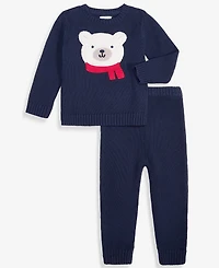 First Impressions Baby Boys' 3M-24M Cotton Polar Bear Sweater & Pants, 2-Piece Set, Macy's Exclusive