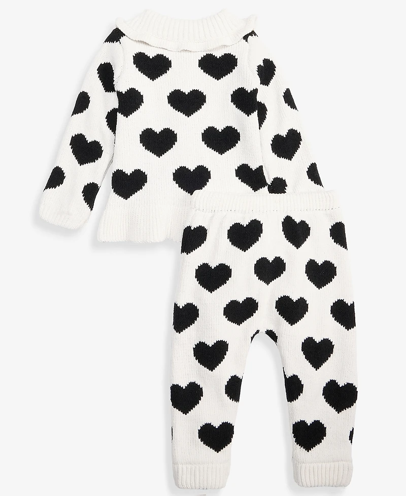 First Impressions Baby Girls' 3M-24M Collared Hearts Sweater & Pants, 2-Piece Set, Macy's Exclusive