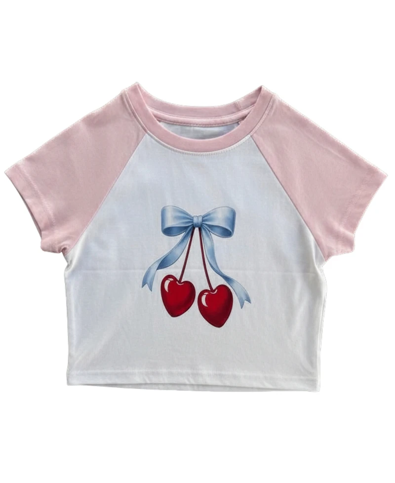 With Jules Girls' 7-16 Printed Raglan Sleeve Crewneck T-Shirt