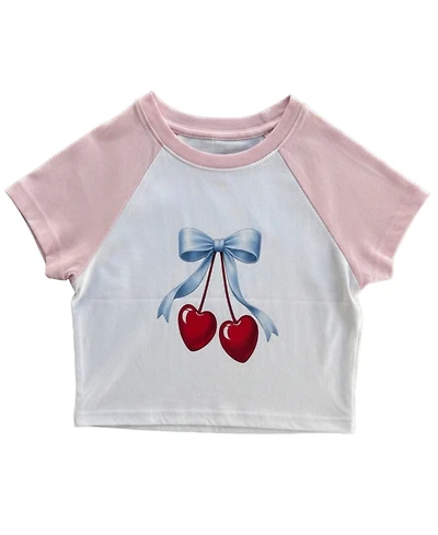 With Jules Girls' 7-16 Printed Raglan Sleeve Crewneck T-Shirt