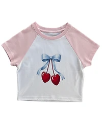 With Jules Girls' 7-16 Printed Raglan Sleeve Crewneck T-Shirt