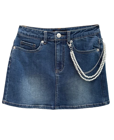 With Jules Girls' 7-16 Denim Chain Detail Mini Skirt