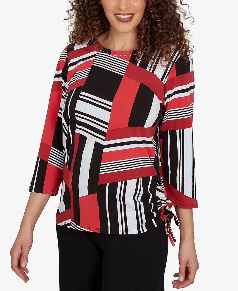 Alfred Dunner Women's Slashed Glass Knit Top