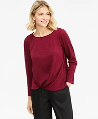Jm Collection Women's Long-Sleeve Boat-Neck Twist-Front Top, Macy's Exclusive