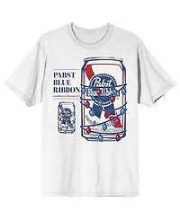 Pabst Blue Ribbon Big & Tall Christmas Lights White Short Sleeve Tee-4XL